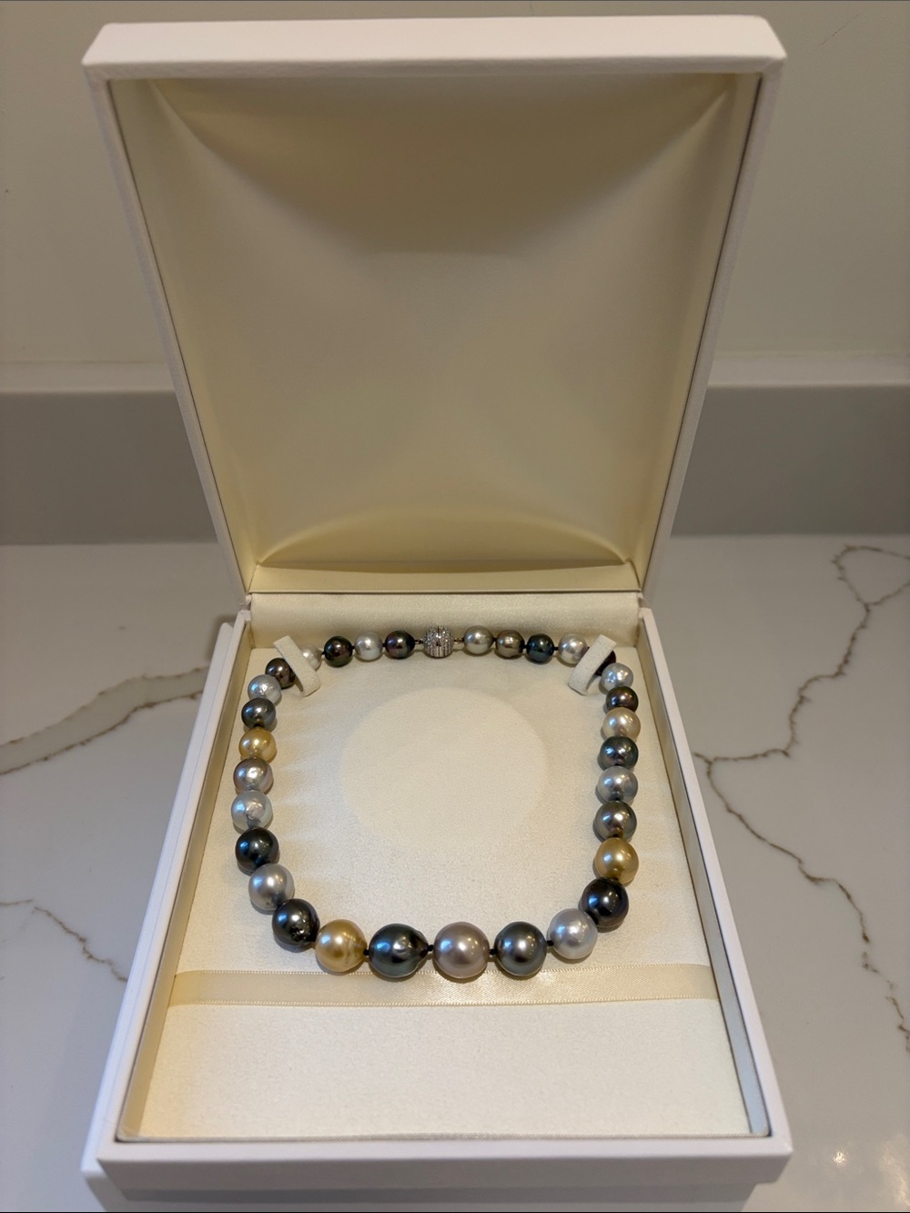 Birks South Sea Tahatian Pearl Strand Necklace with Pavé Clasp - Women Jewelry